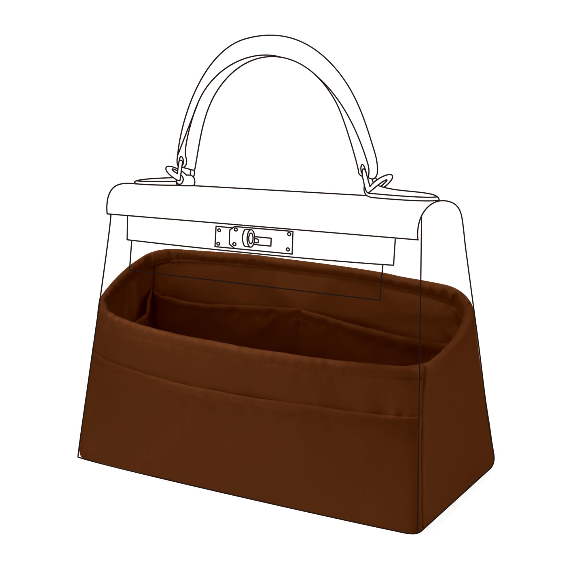 DGAZ Bag Organizer Insert, Silk Purse Organizer, Luxury Handbag & Tote Organizer, Fits Kelly mini I/mini II /20/25/28/32/35/40 Bags (Gold, KL32 Retourne)