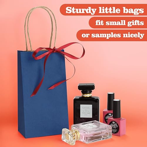 Miniatura 3 de BagDream Paquete de 100 bolsas pequeñas de papel kraft de 3.5 x 2.4 x 6.7 pulgadas con asas, bolsas de regalo a granel, mini bolsas de regalo para