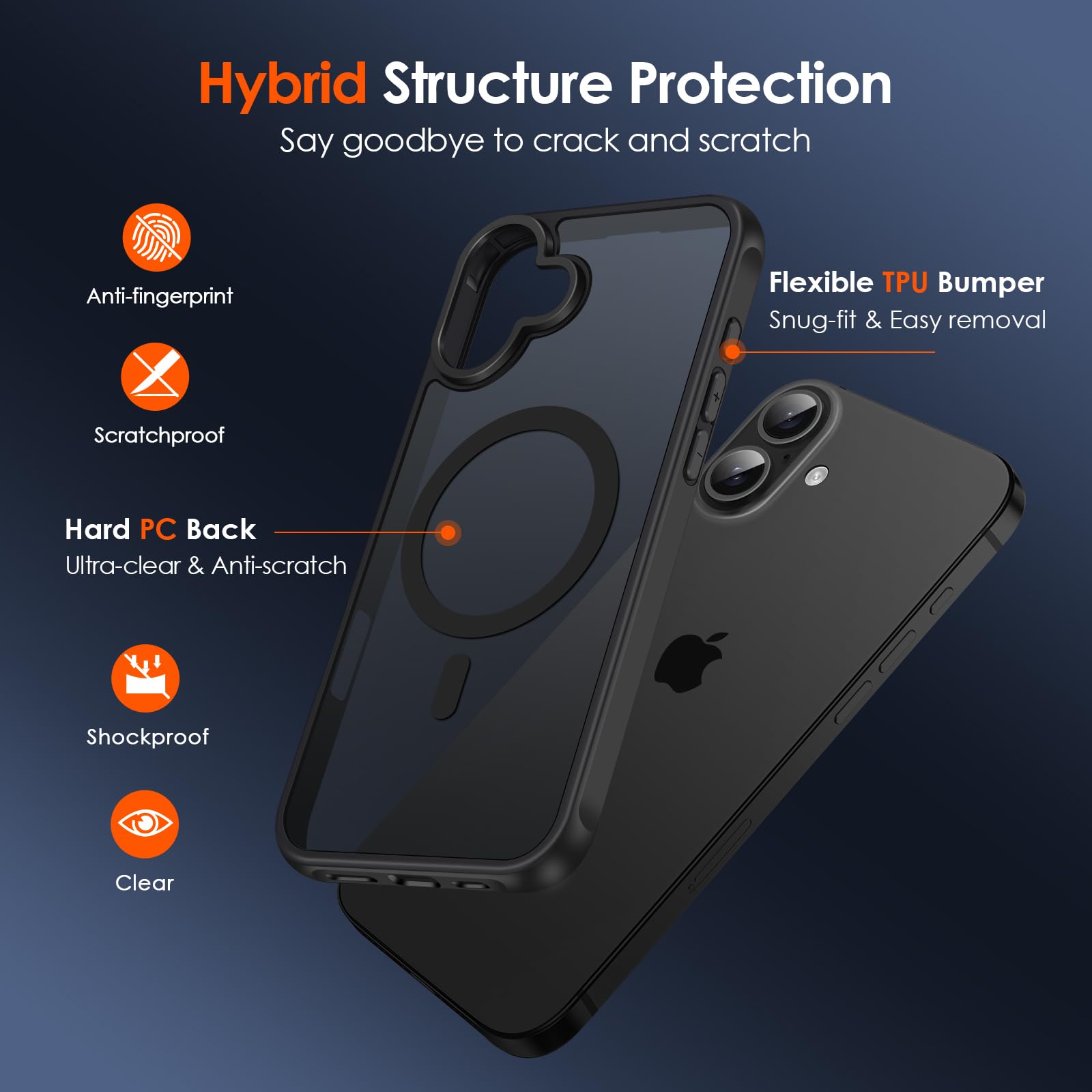 iVoler Cover Magnetica per iPhone 16, [Compatibile con MagSafe] [Protezione Antiurto di Grado Militare] Custodia Traslucida Opaca Posteriore Sottile Silicone Protettiva Case