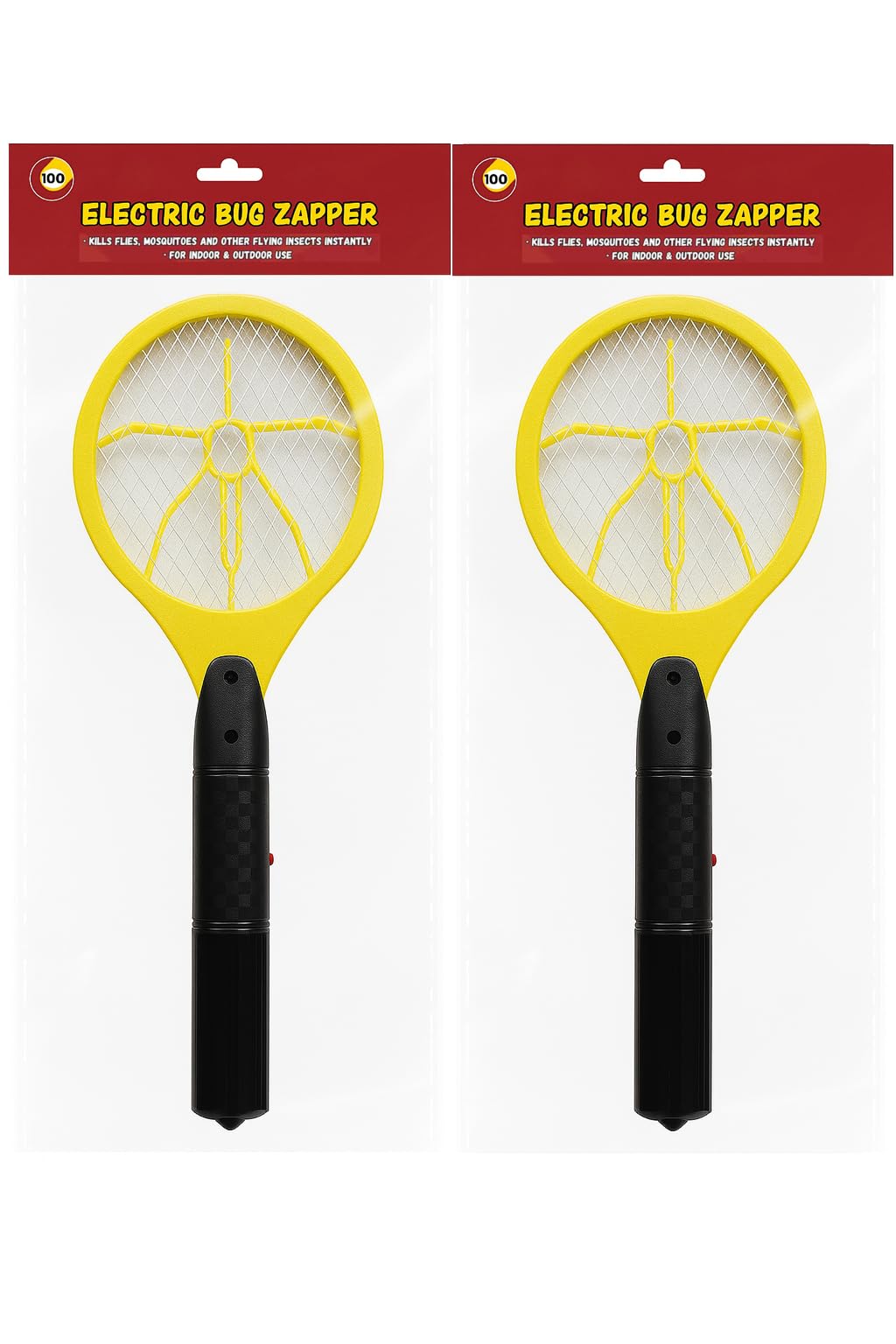 Bug Zapper Battery operated Electric Fly Swatter Racket for Flies, Mosquitos, Wasps and other Insects - Ideal for Indoor and Outdoor Use (YELL/BLK X2) — image 1