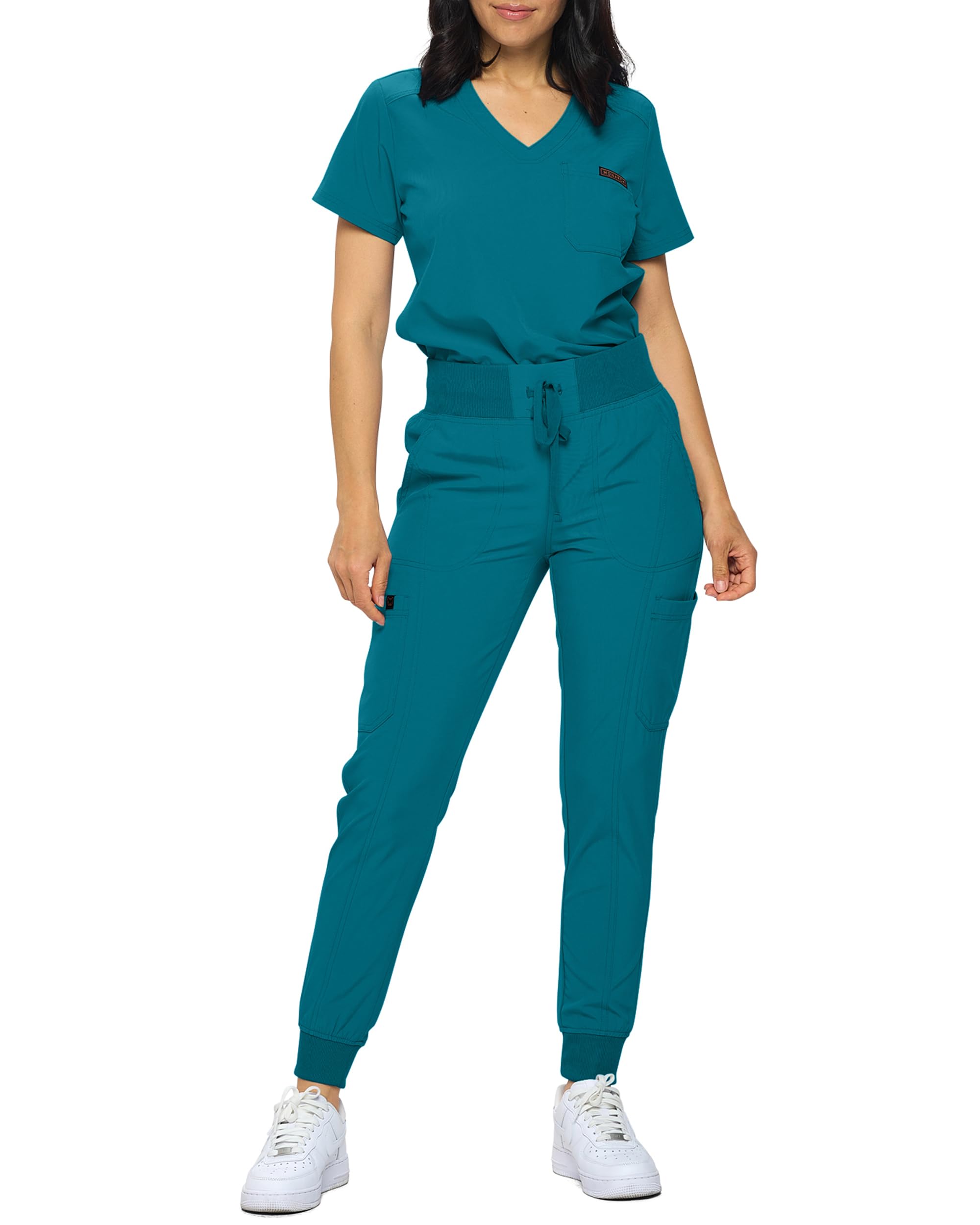 MONARCH UNIFORMS Stretchy Women's Jogger Scrub Set in Regular and Petite With Tuck-In Top