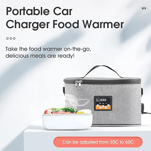 Miniatura 2 de Horno portátil, calentador de alimentos para automóvil de 12 V, mini lonchera eléctrica portátil con pantalla digital, temperatura preestablecida 8L