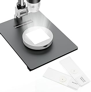 Microscope Bottom Light, Universal Transmitted LED Light Stage Holder, Film Scanner & Slide Viewer, 2pcs Digital Microscope Slides Included, Adjustable Lamp Illumination for USB LCD Microscope