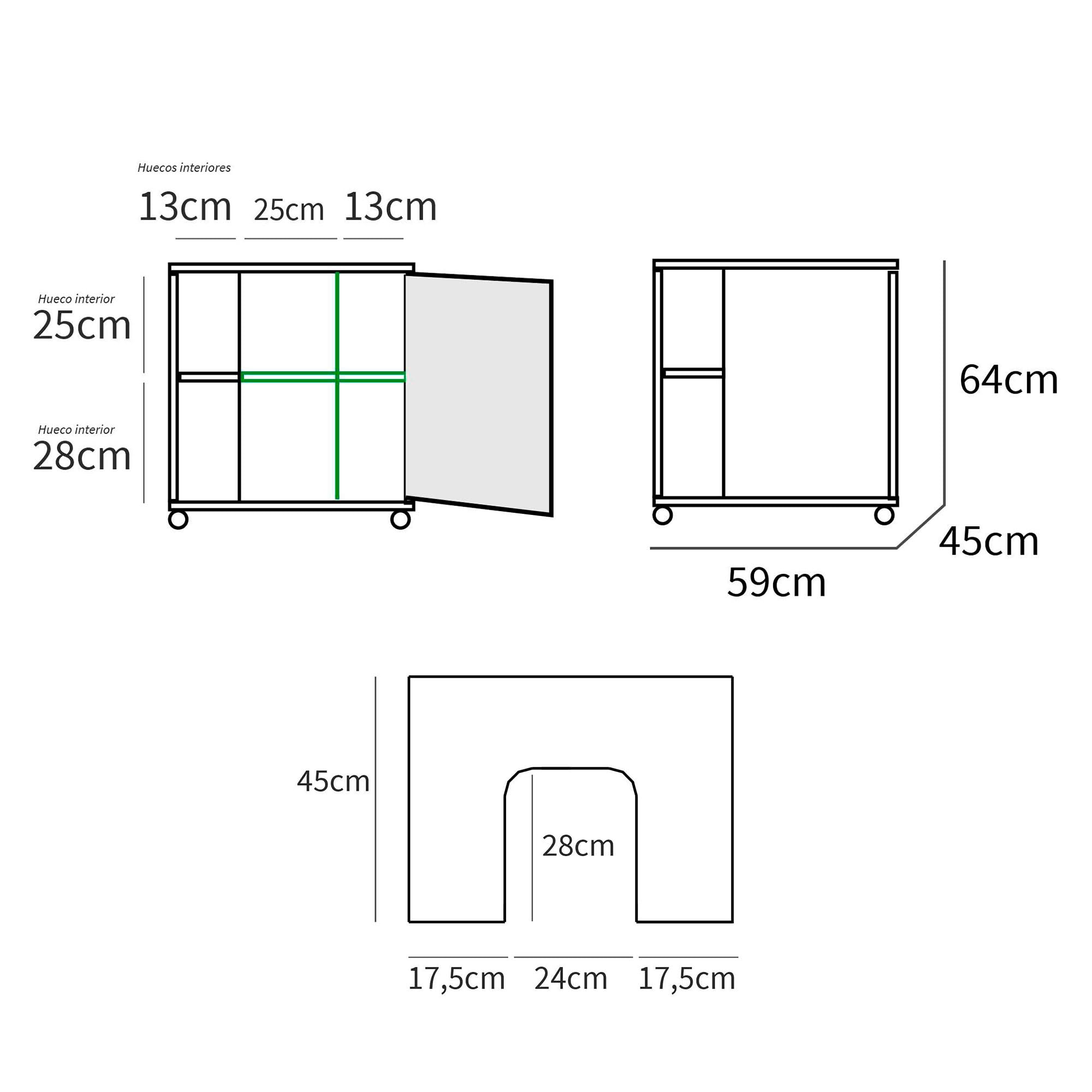 briebe Mueble Baño Bajo Lavabo Pie Armario Auxiliar para Lavabos con o sin Pedestal 64x59x45 cm, 1 Puerta, Espacio de Almacenamiento 6 Estantes, Esencia (Blanco Brillo)