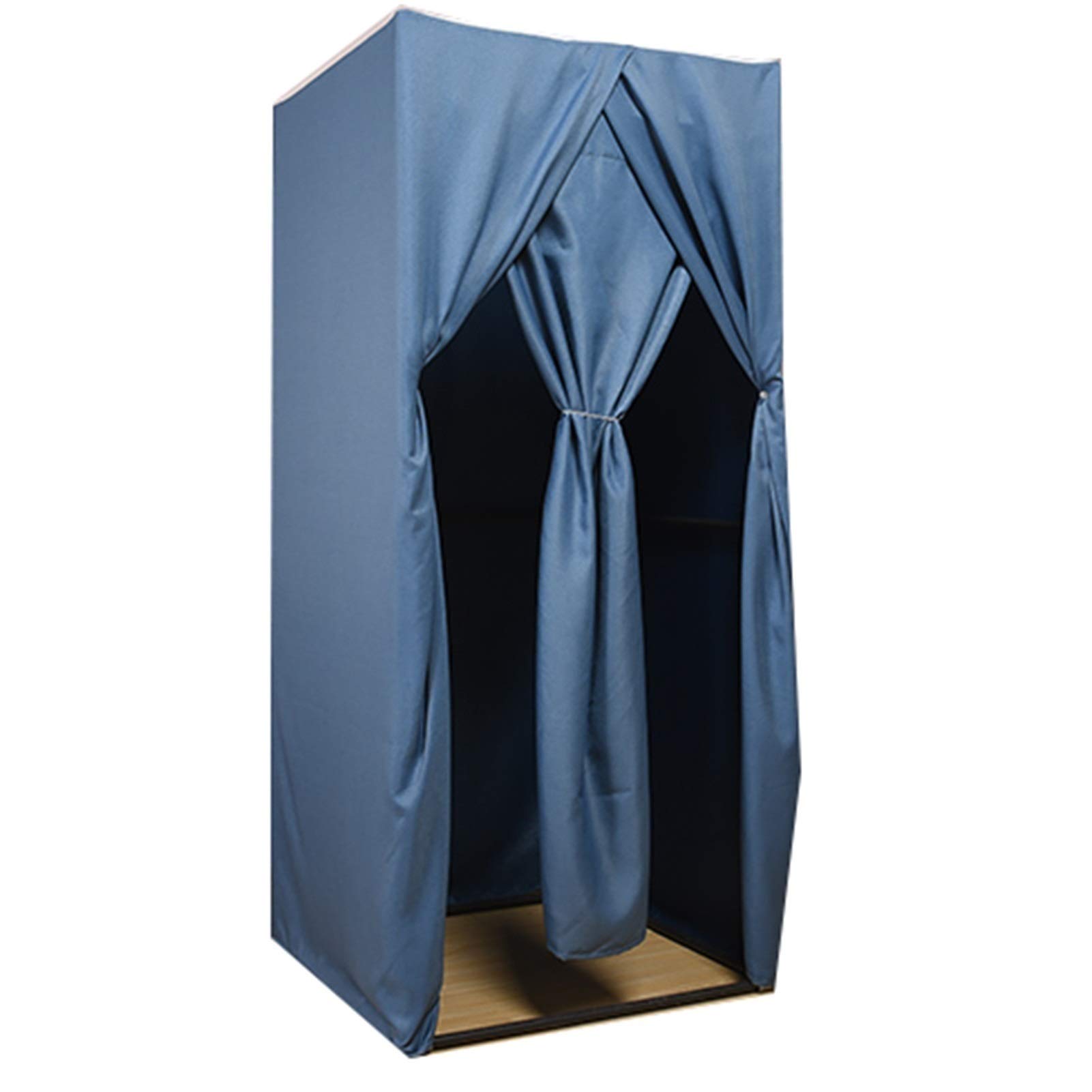 Vestiaire carré simple et portable en matériau double face, degré d'ombrage, plus haut et plus durable, avec kit de rideau de porte et cadre en métal et étagère pliante.