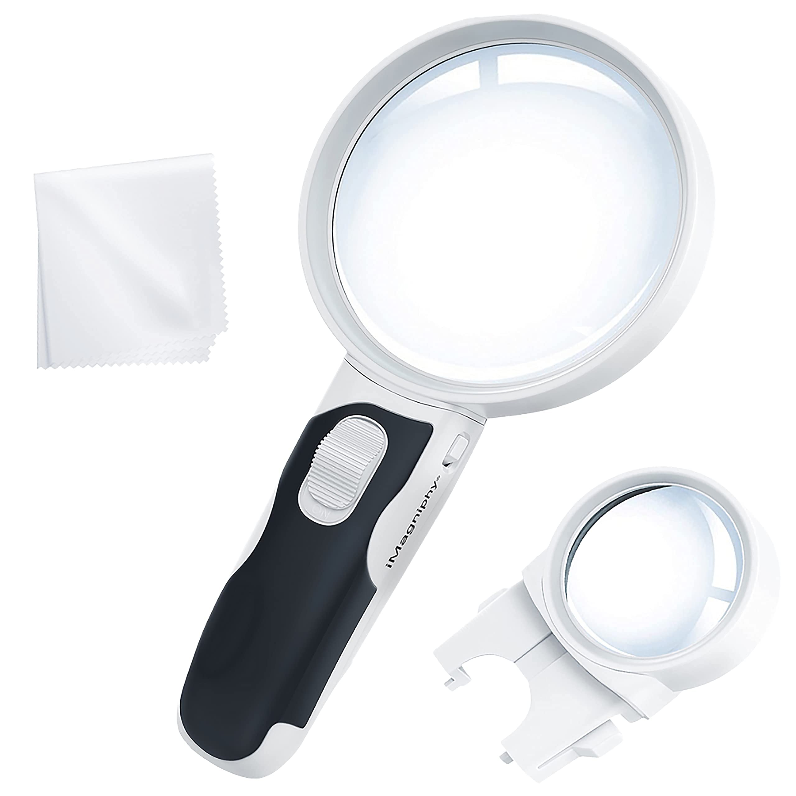 iMagniphy Powerful Magnifying Glass with Light Senior Citizen Gifts 5X & 10X Handheld