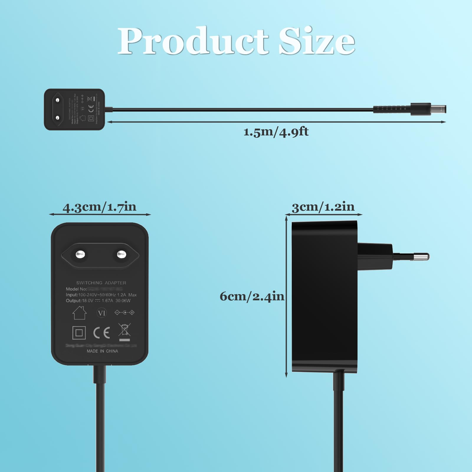 Alimentatore da 30 W per Echo (3°/4° gen), Alexa Echo Show 8, Echo Show 10, Echo Show 15, Echo Show 21, Echo Show (2° gen), Echo Plus (2° gen), cavo di ricarica da 1,5 m