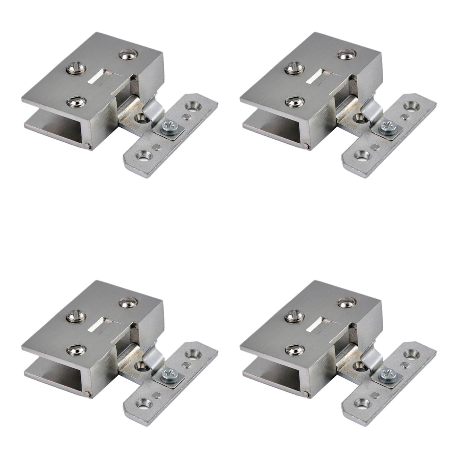 4Pcs Glass Door Hinges, Self Closing Frameless Side Mounted Glass Clamps for Wine Cabinet Display Cabinet(Small Square)