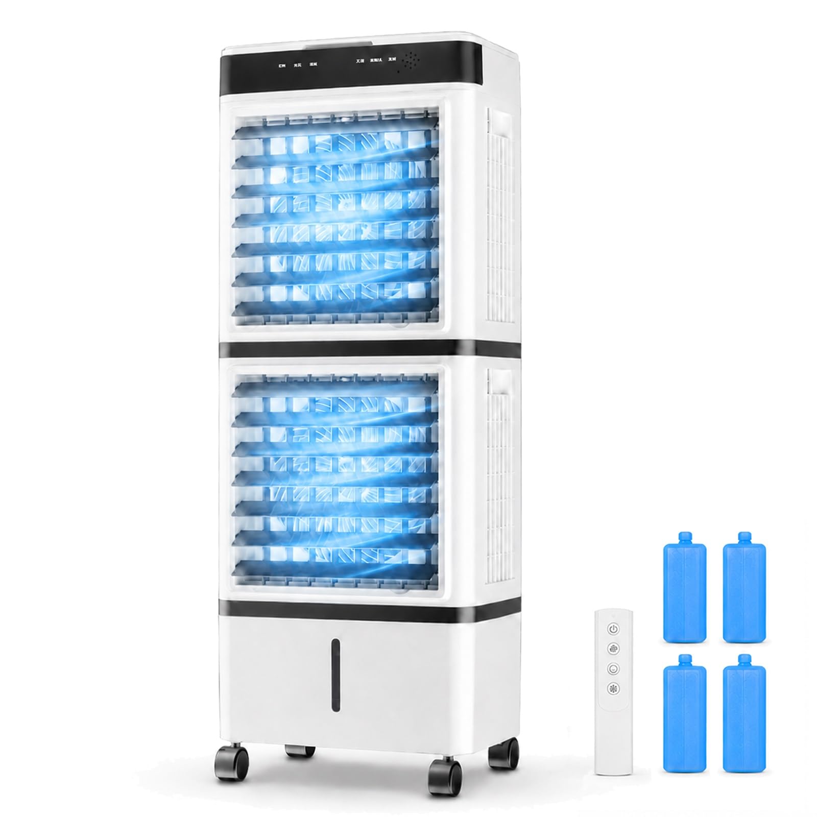 Evaporative Air Cooler with Remote Control, Double Air Outlet Swamp Cooler