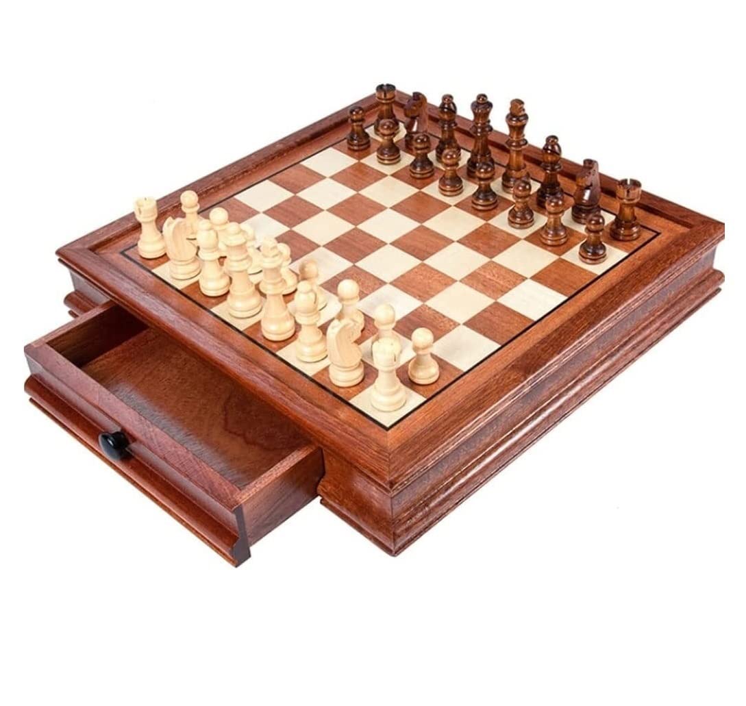 Juego De Ajedrez Juego De Tablero Ajedrez Viaje Portátil Magnético, Madera Y Almacenamiento, 2 Reinas Adicionales Tablero(41x41x8cm)