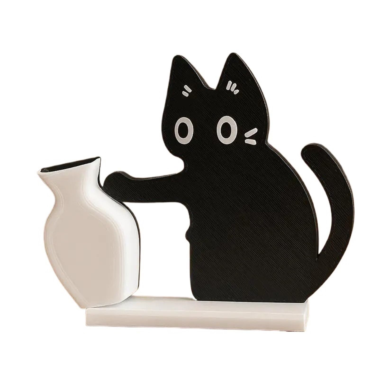 3pcs Black Cat Memorial Vase Set - Whisker Keepsake With Fridge Magnet, Pet Loss Gifts For Cat Lovers