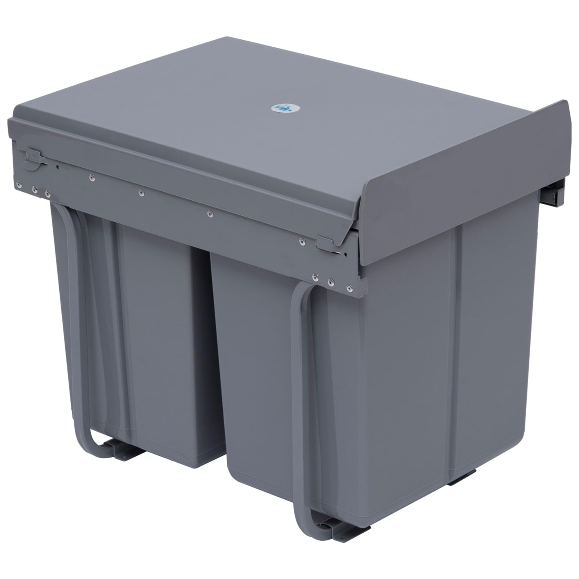 HOMCOM Kosz na śmieci 20L+20L+10L wysuwany do szafek z uchwytem szary