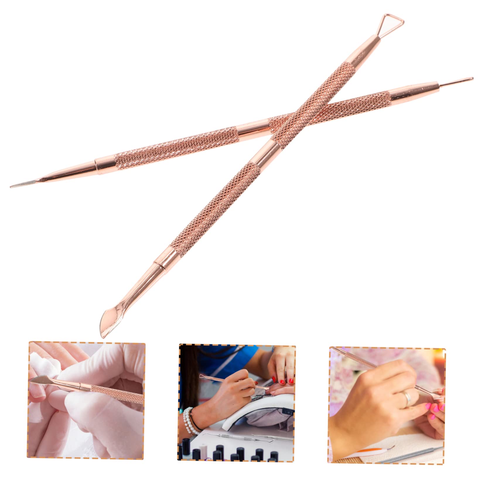 Outanaya Metal Cuticle Pusher Rose Nail Pusher for Efficient Nail Art and Manicure Maintenance