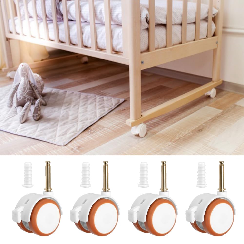 Rotelle per letti per bambini, Ruote Girevoli per lettino, 360° Girevoli Ruote, Rotelle per Mobili, Set di 4 Ruote per Lettino per Bambini in Gomma,Adatto per Mobili,Passeggini,Sedie,Piccoli Divani