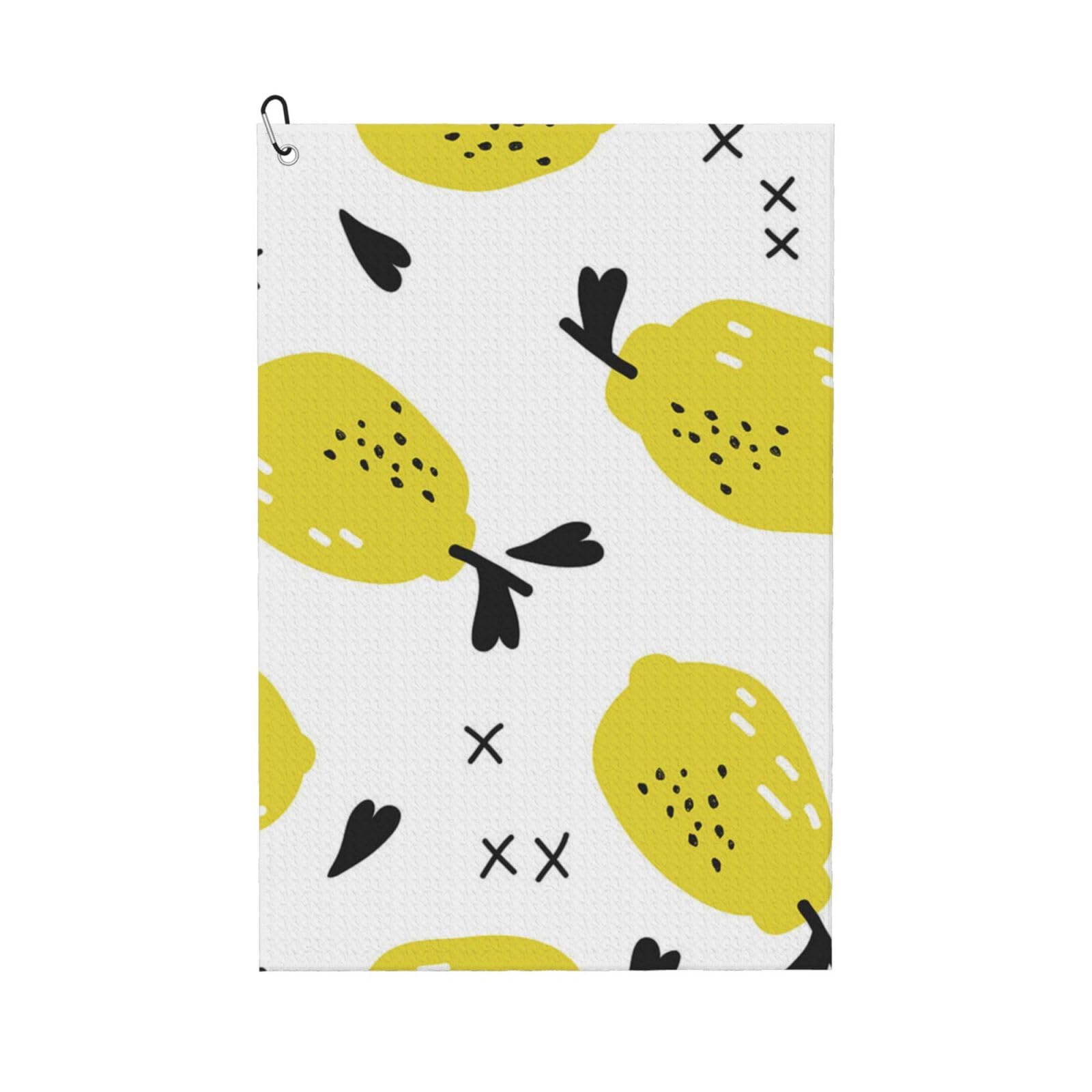 Hnnkloy Lemon, 16x24 in Portable Waffle Golf Towels with Carabiner Clip for Golf Bag