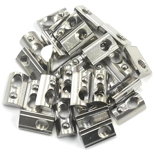 100pcs Carbon Steel Roll-in Spring M8 T-Nuts Profile T-Slot Nuts Ball Nut 8 fit for European Standard 4040 4080 Series Aluminum Profiles 8 mm Grooves