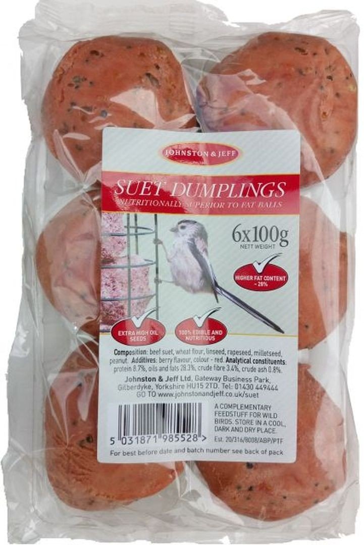 72 x 100g Johnston & Jeff Suet Dumplings For Wild Birds, Transparent