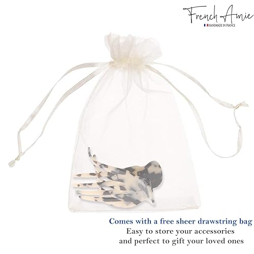 Miniatura 7 de French Amie Bear Paw - Pinza pequeña de acetato de celulosa de 2  pulgadas, hecha a mano, antideslizante, flexible, para cabello fino, para yoga,