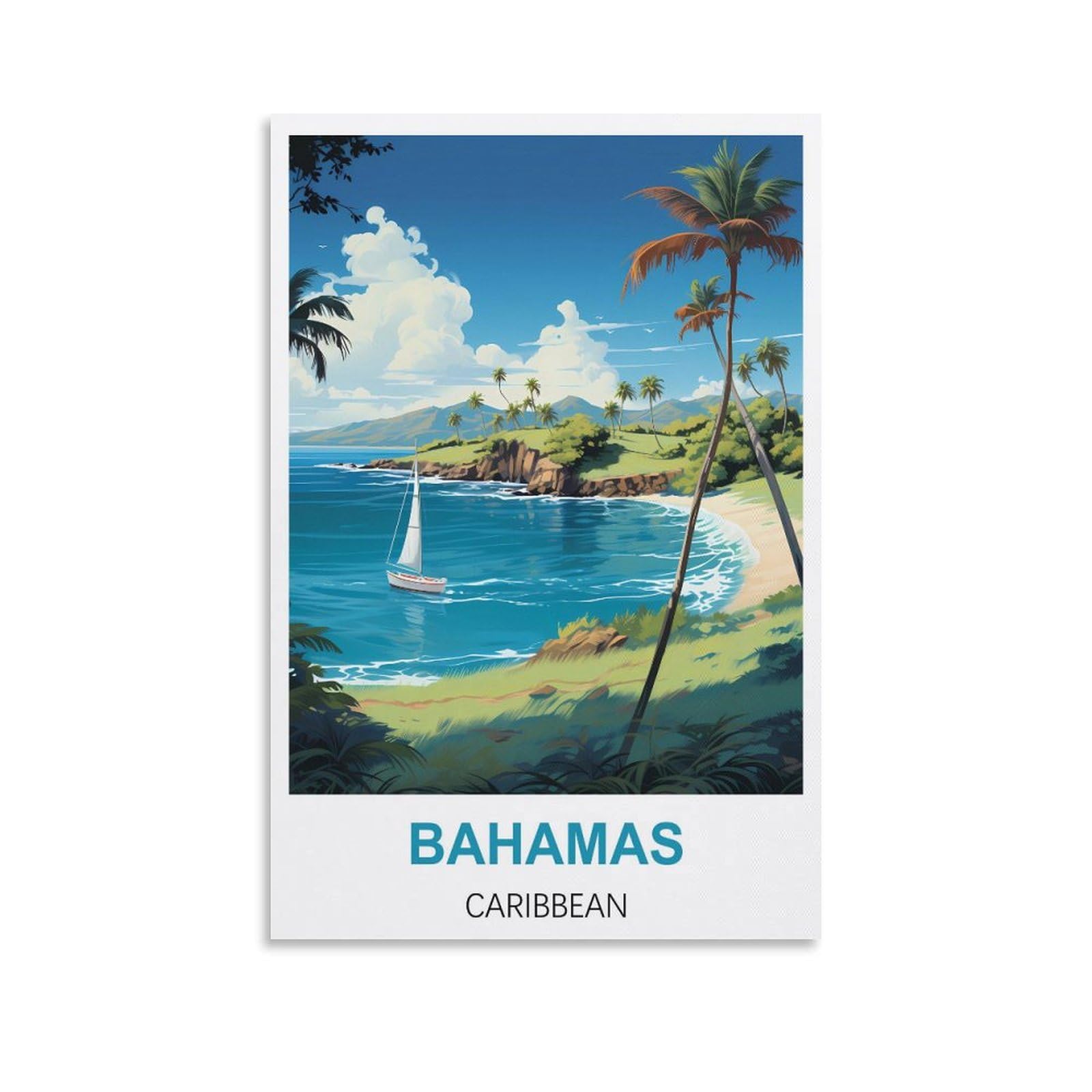 Metal Tin Sign,Bahamas Caribbeans,Wall Art Decorative Plaque Decor for Home Livingroom Bedroom Cafes Coffee Bars Decoration Gifts 15x30cm