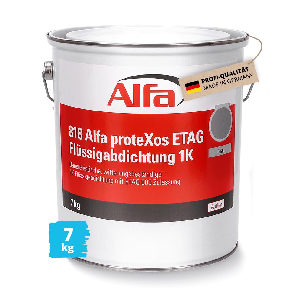 7 kg Alfa proteXos ETAG Flüssigabdichtung 1K silbergrau – Dachabdichtung | Profi-Qualität - UV- und witterungsbeständig - wasserdampfdiffusionsfähig - Made in Germany