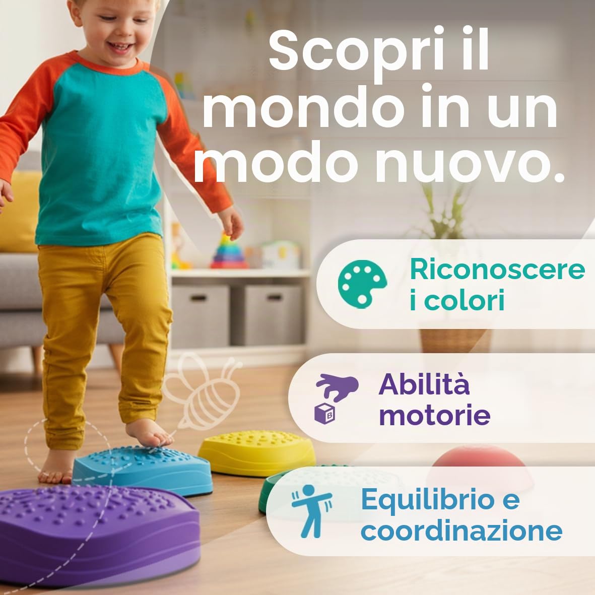 Pietre di bilanciamento per bambini, pietre di equilibrio e pietre impilabili, pietre di fiume stepping stones per il bilanciamento, le capacità motorie, per interni ed esterni