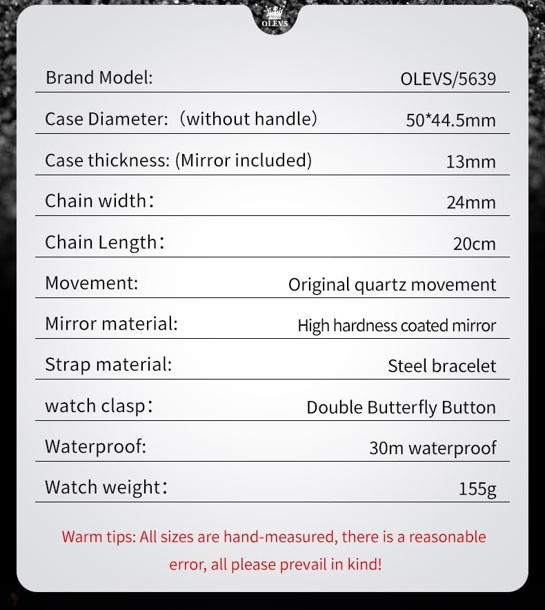 OLEVS Men's Wrist Watches Square Face Luxury Dress Fancy Original Watches for Men Stainless Steel Chronograph Waterproof Nice Big Sports Watch Men Classic Business Formal Adjustable Quartz Mens Watch - Image 9