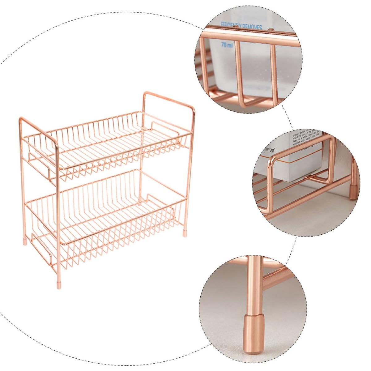 MAGICLULU Doppelschichtiges Kosmetik Organizer aus Eisen Verschleißfest und Rostfrei für Kleine Werkzeuge und Schreibwaren dem Schreibtisch zu Hause