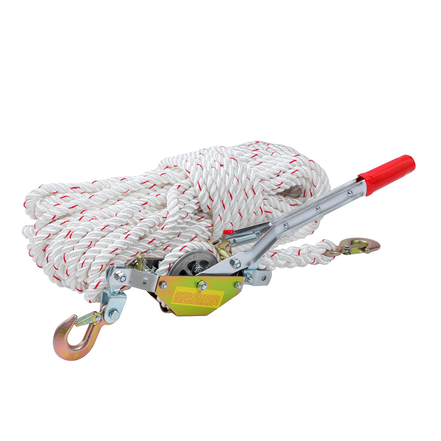 KATSU Tools Tirante a Corda con Cricchetto Pesante, Capacità 3/4 Ton, Corda 30m x 15mm, 2 Ganci in Acciaio, Verricello per Barche, Rimorchi, Tronchi e Abbattimento Alberi