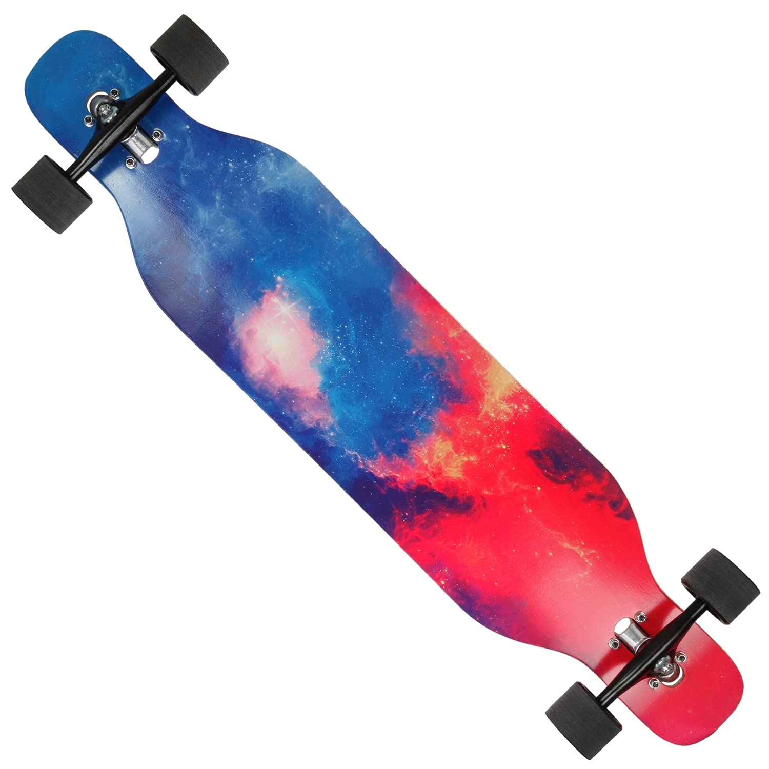 FunTomia Longboard avec 2 niveaux flexibles - Skateboard Drop Through Cruiser - Roulement à billes Mach1 Speed - Outil en T