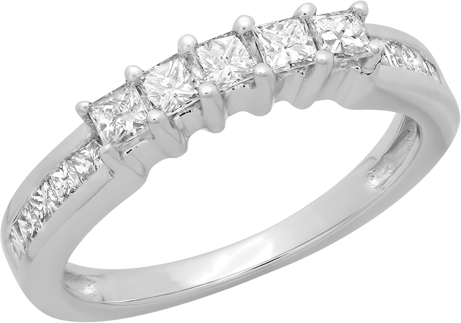 Dazzlingrock Collection 0.55 Ctw 14K Solid Gold Princess Cut Diamond Womens Anniversary Wedding Curved Stackable Ring