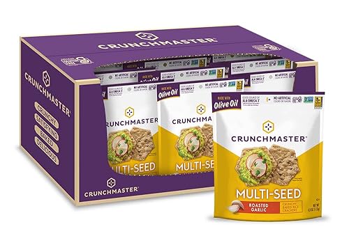 Crunchmaster Ajo tostado sin gluten de múltiples semillas, bolsas de 4 onzas (paquete de 12)