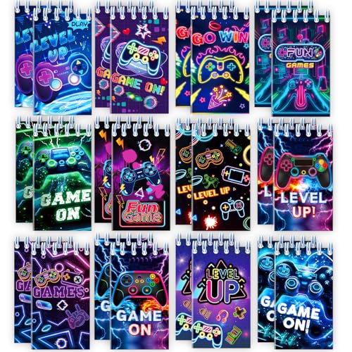 Cadeaux de fête pour joueur avec ces 24 mini blocs-notes spirale fluo
