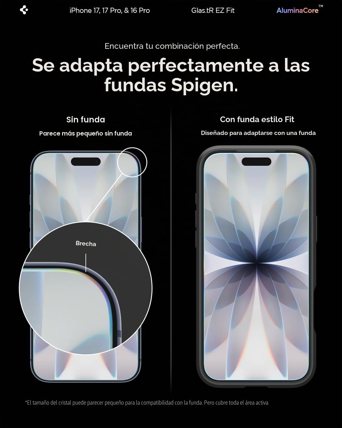 Spigen Glas.tR EZ Fit Protector Pantalla para iPhone 17, iPhone 17 Pro, iPhone 16 Pro, 2 Unidades, Instalación Fácil, Alta Definicion, Dureza 9H