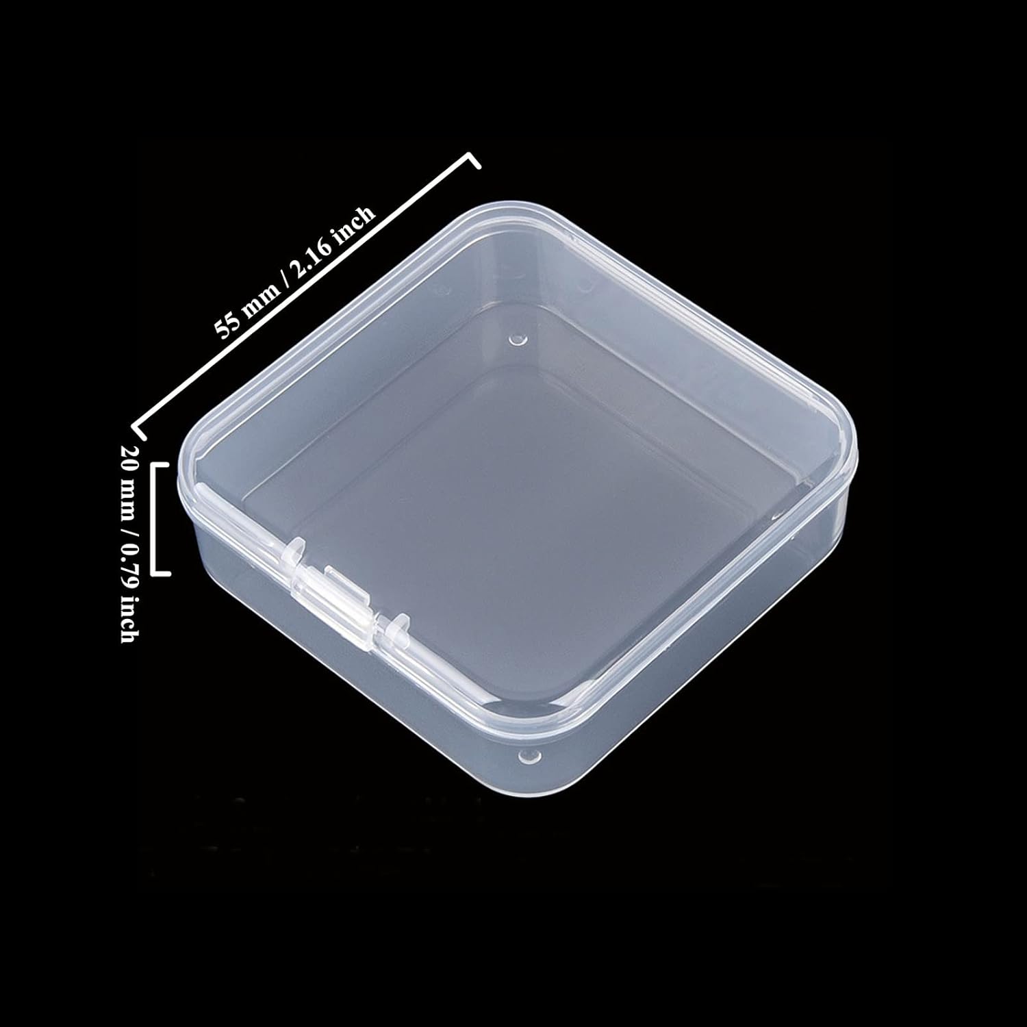 Goodma 100 Pieces Square Empty Mini Clear Plastic Organizer Storage Box Containers with Hinged Lids for Small Items and Other Craft Projects (2.16 x 2.16 x 0.79 inch)