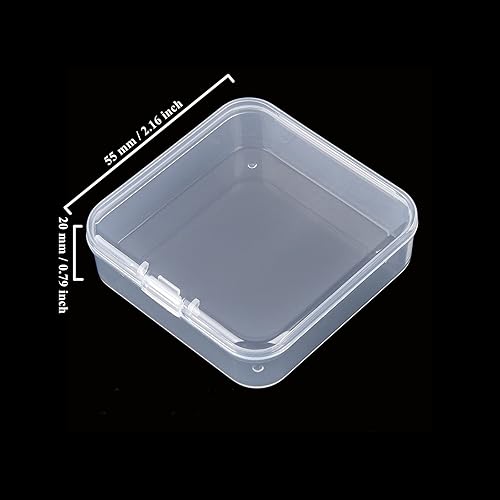 Miniatura 16 de Goodma 12 contenedores cuadrados vacíos de plástico transparente con tapas con bisagras para objetos pequeños y otros proyectos de manualidades