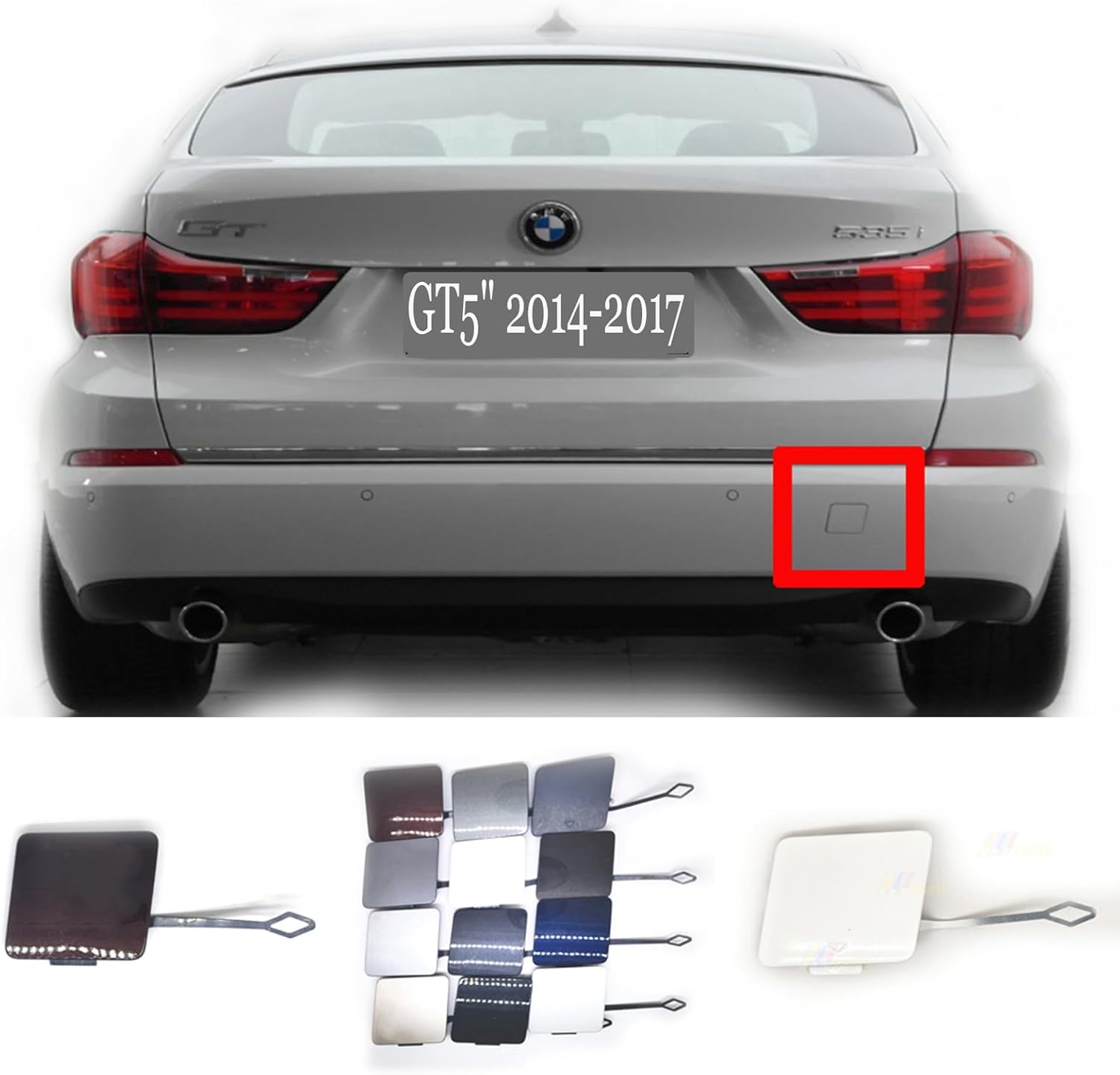 Rear Tow Cover for BMW GT F07 Msport GranTurismo GT5 5GT 520iX 530dx 530i 535d 535iX 550i 2009 2010 2011 2012 2013 2014 2015 2016 2017 Bumper Hook Eye Cap Black