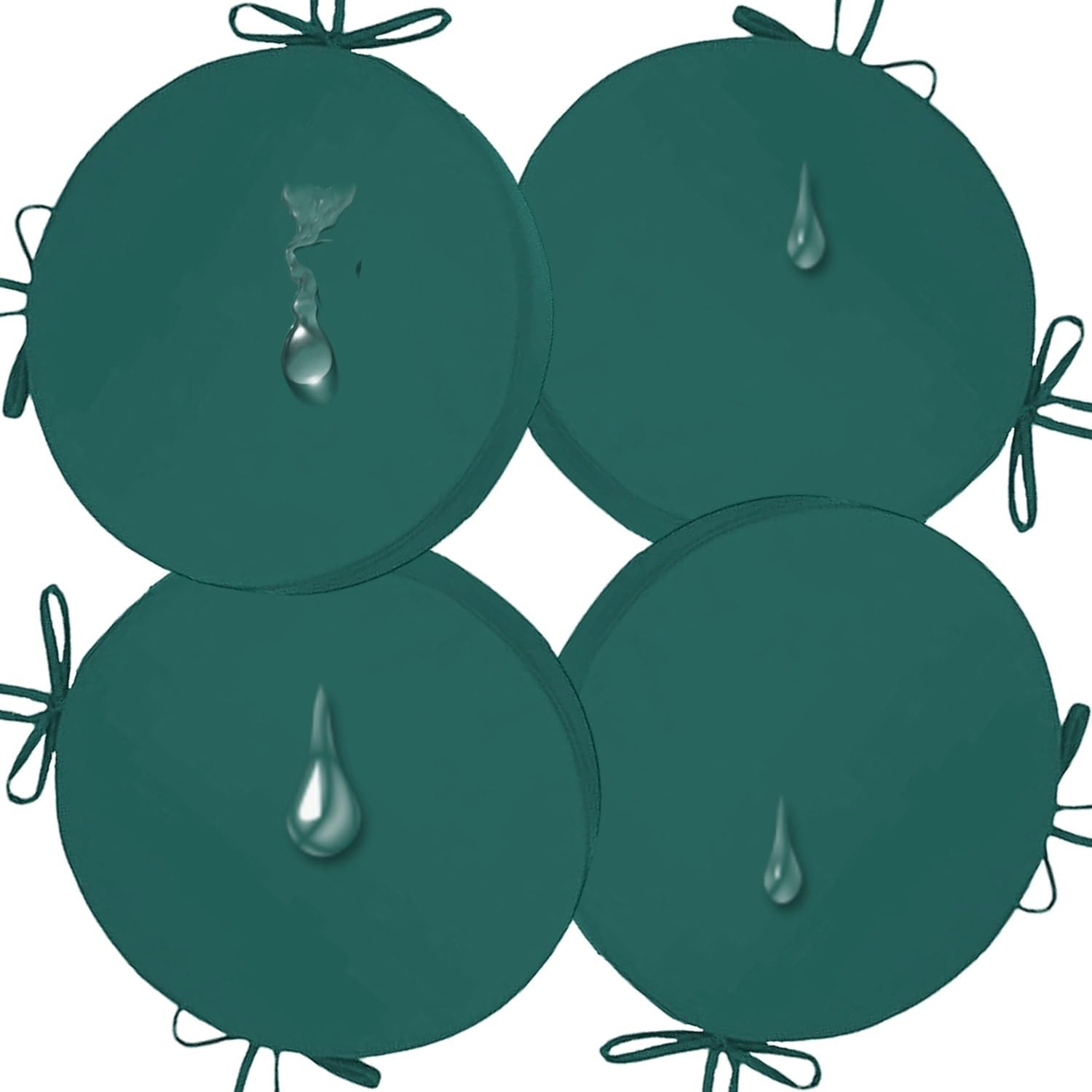 Set di 1/2/4 Cuscino per Sedia Rotondo Esterni, Spessore 5/8cm, Cuscini per Sgabello, Con laccetti, Impermeabili, Sfoderabili, Cuscini per Sedie for Interni ed Esterni, Giardino, Patio(G7,40x5cm/4pcs)