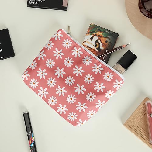 Miniatura 2 de zcyxuuw Bolsa de maquillaje impermeable, bolsa de viaje para cosméticos, bolsa de aseo para mujer, flor retro hippie arco iris, decoración de