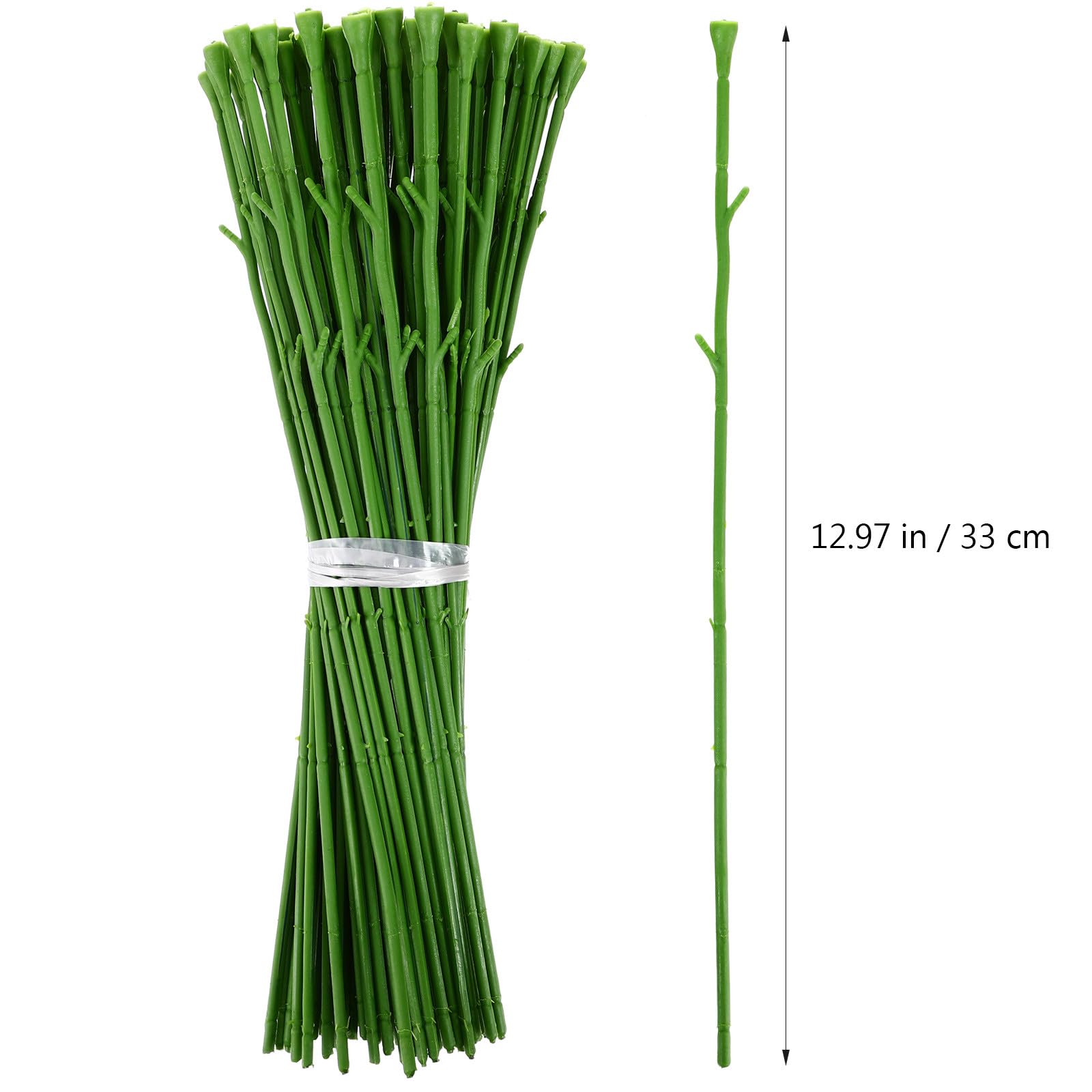 100 pièces Lot de Tiges Artificielles Vertes Flexibles pour Fleurs Décoratives DIY Accessoires pour Têtes de Fleurs Adapté Aux Arrangements de Mariage et Décoration Maison