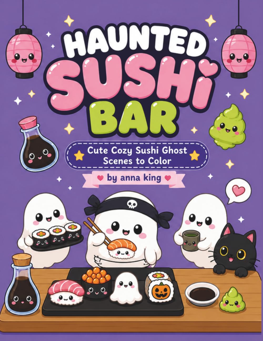 Haunted Sushi Bar: Cute Cozy Sushi Ghost Scenes to Color