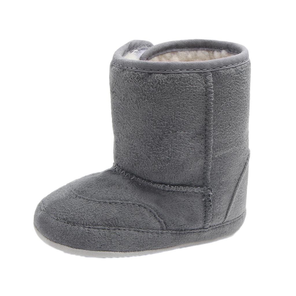 CALANDIS® Baby Soft Sole Anti-Slip Mid Calf Winter Warm Infant Prewalker Snow Boots 12-18 Months Gray-image-24