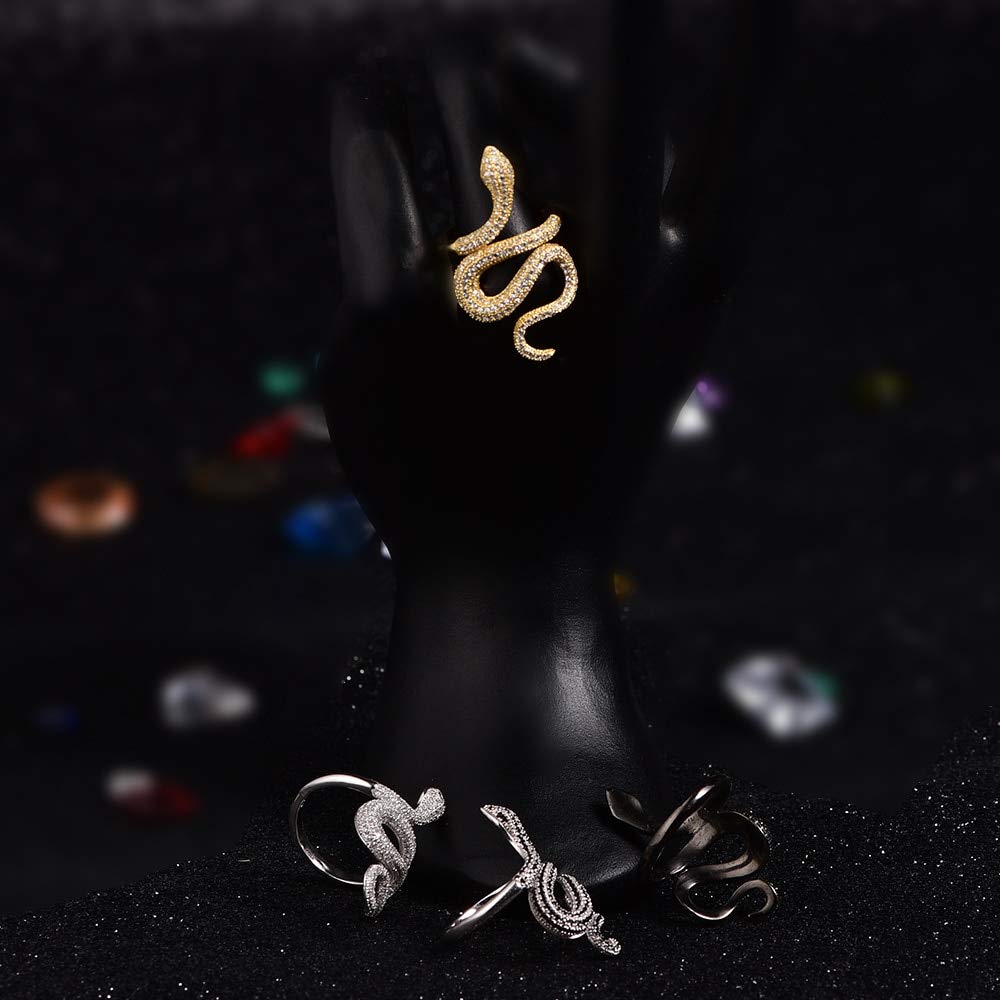 925 Anillos De Serpientes De Plata De Los Anillos De Pareja para Las Mujeres Punk Serpent Animal Jewelry Cz Zircons Paved Party Regalo