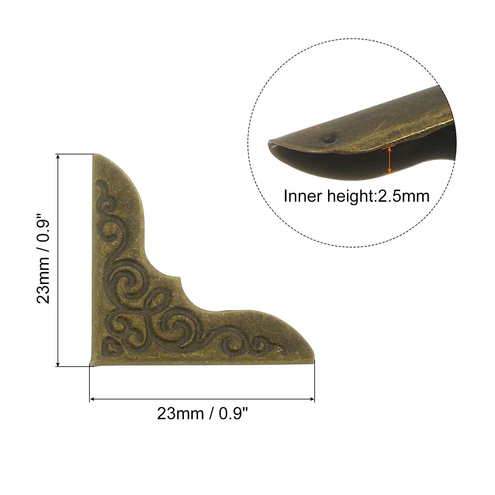 PATIKIL 23mm Metal Book Corners,100pcs Photo Corners Book Corners Protector Retro Metal Decorative for Crafting Scrapbook Photo Album Book Binding,Bronze - Image 2