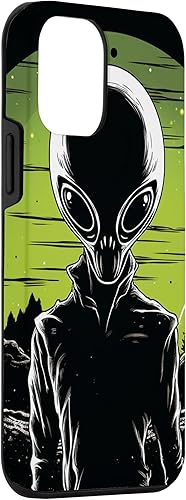 Vista 30 de iPhone 14 Pro Cute Green Alien Head UFO Space Face Alien Case