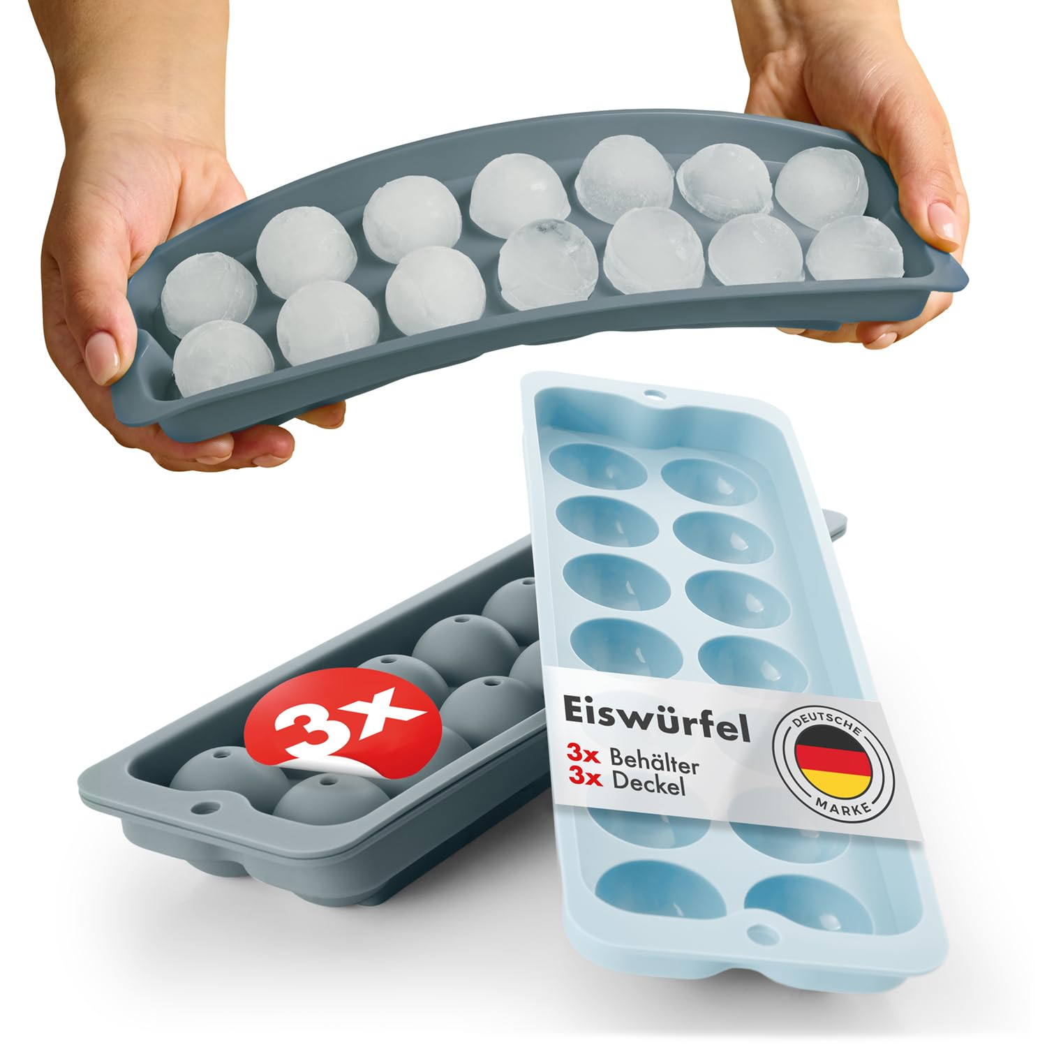 Blumtal Eiswürfelformen Silikon 3er Set vewrschiedene Größen-Parent