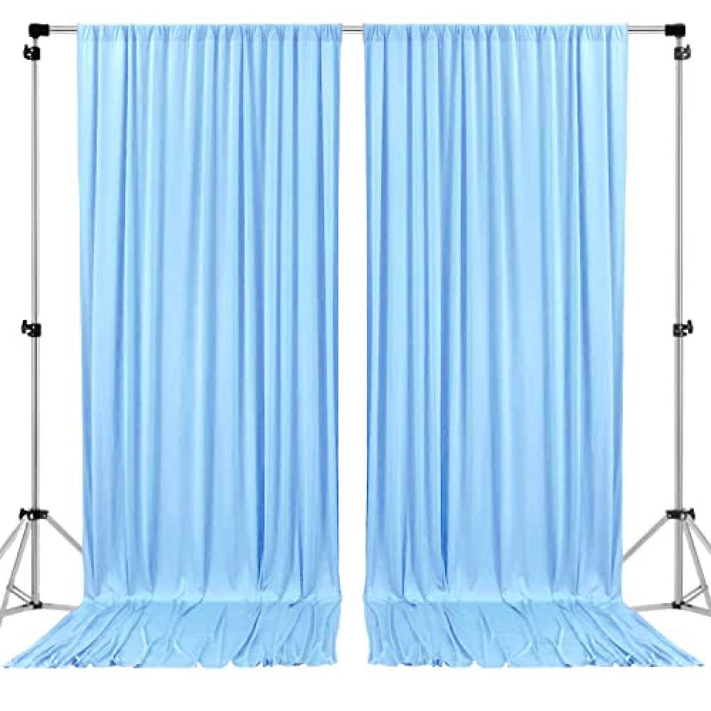 AK TRADING CO. 10 feet x 10 feet Polyester Backdrop Drapes Curtains Panels with Rod Pockets - Wedding Ceremony Party Home Window Decorations - Light Blue (DRAPE-5X10-LTBLUE)