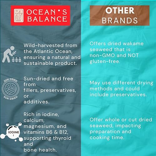 Miniatura 4 de Ocean's Balance Dulse Gránulos  Hierro y minerales, cobertura de sopa, algas marinas para ramen, ensalada y aperitivos  Atlantic Dulse Flakes