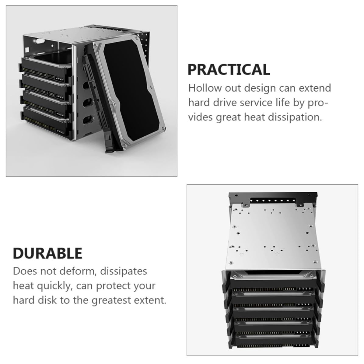 VICASKY Soporte de Disco Duro de 3,5 Pulgadas Jaula de Acero Inoxidable de 5 Capas para Caja Externa Disco Duro, Adecuado para Celebracion Verano en Ordenador