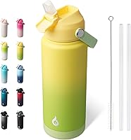 Vista 51 de BJPKPK - Botella de agua aislada con tapa de popote, termo grande de 40 onzas, botellas de agua de acero inoxidable libres de BPA a prueba de fugas