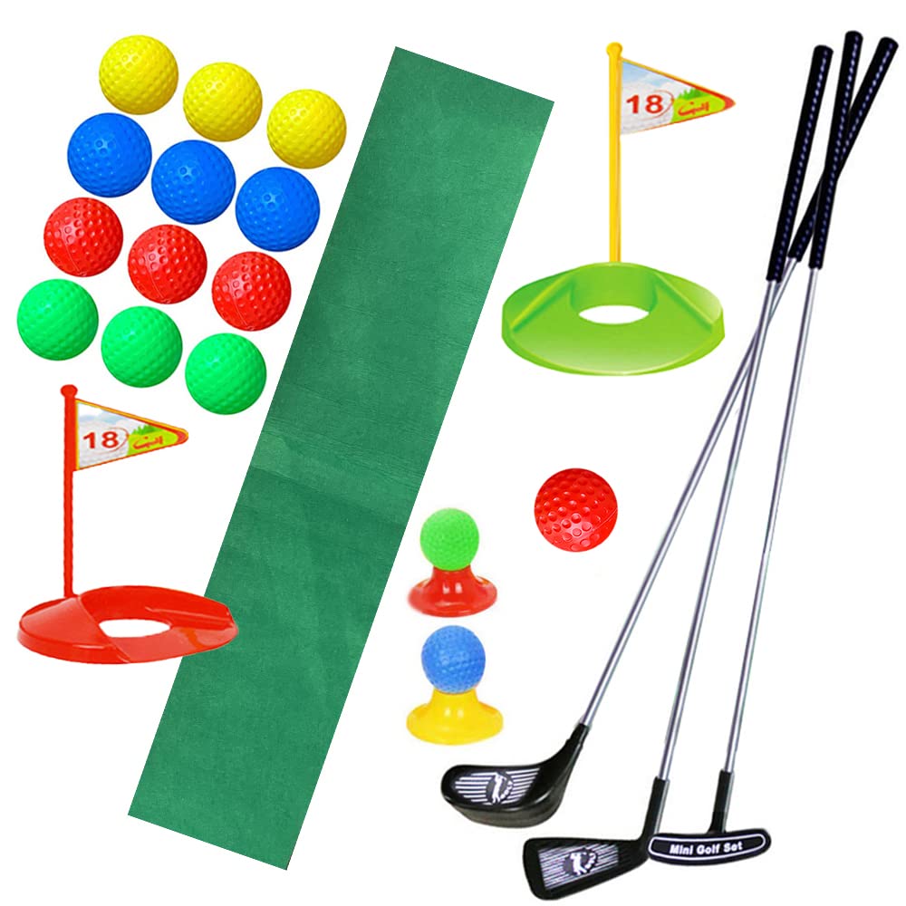 Ssccgym Garden Practice Golf Toys Sports Toys Game with Stainless Golf Clubs 15pcs Balls Kits Golfer for Kids